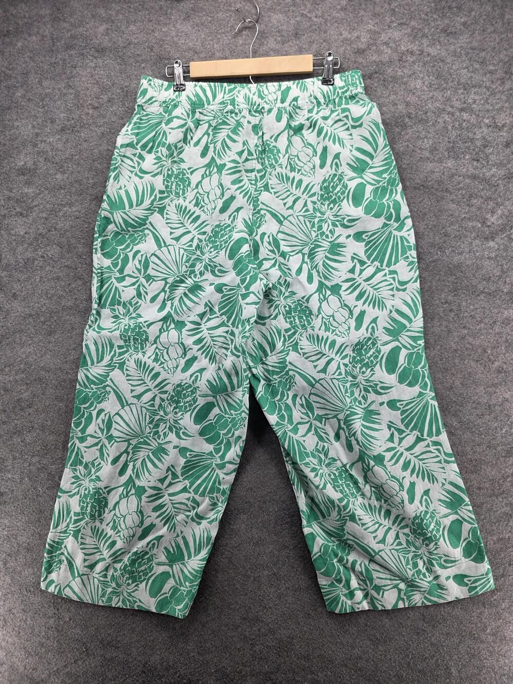 Nicole Miller Pants Womens Large Linen Tropical Floral Wide Leg Casual Summer Be